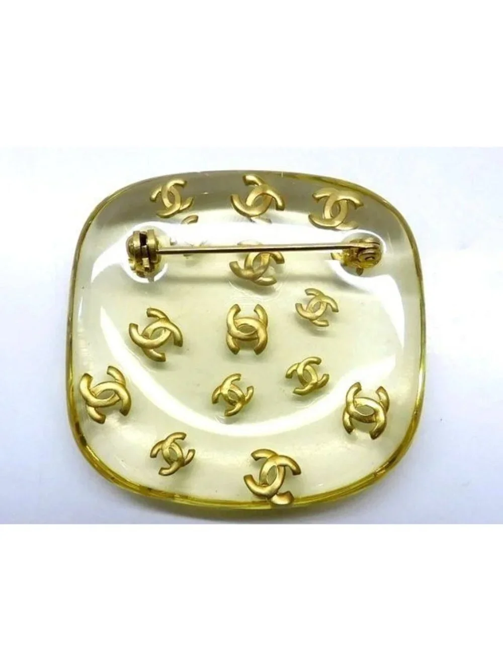 Chanel Brooch Plastic CC Logo Antique Vintage